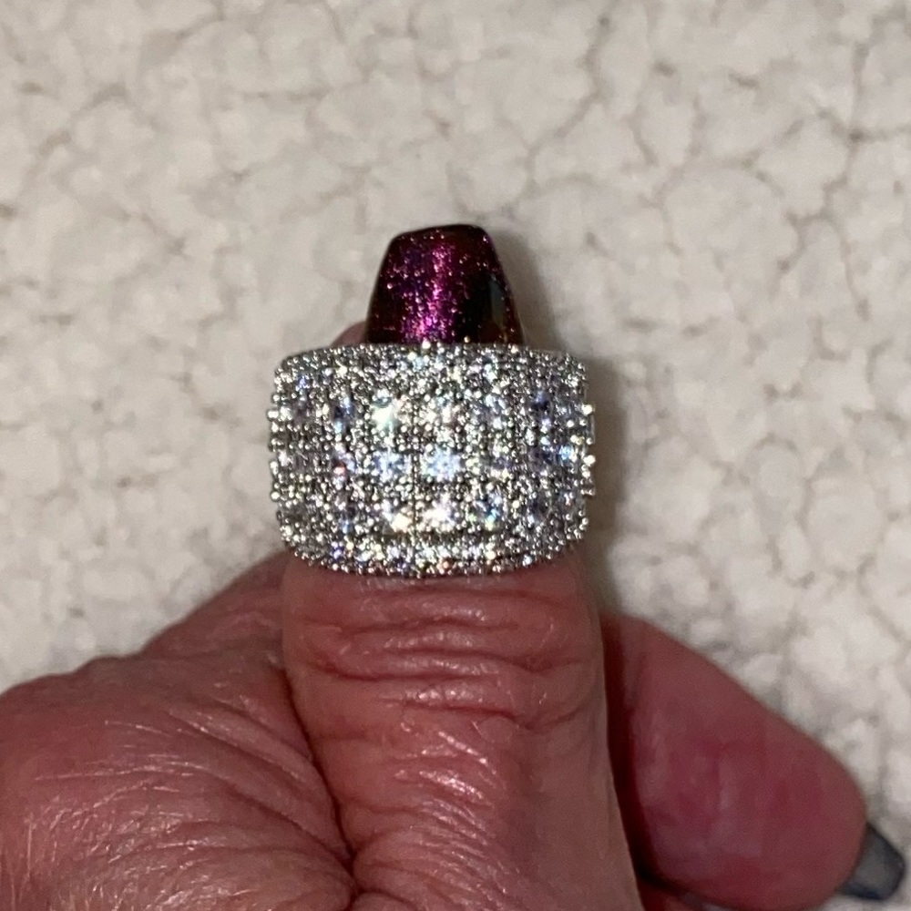 Cubic zirconia sterling silver eternity band
